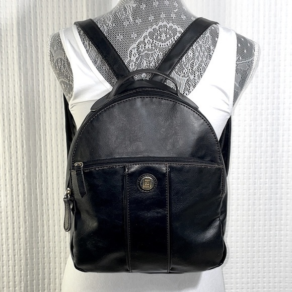 Liz Claiborne Handbags - Liz Claiborne Vintage faux vegan‎ leather backpack. Dark brown, can look black.